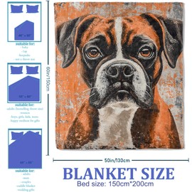 Plistiz Boxer Dog Throw Blanket for Women Girls Boys, Soft Flannel Blankets Gifts for Living Room Couch, Home, Sofa Decor, 50"x60"