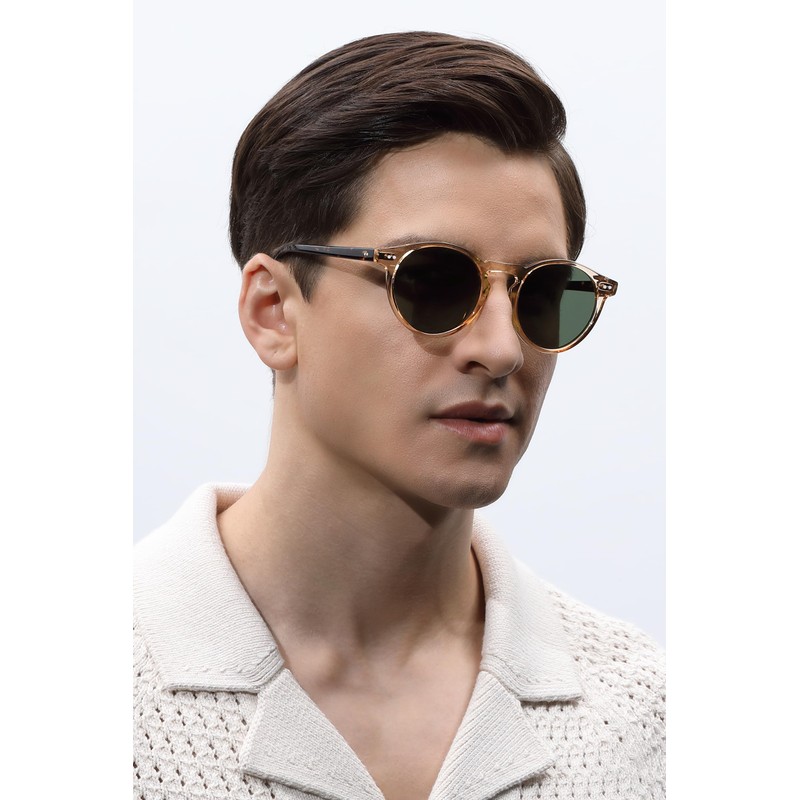 CARFIA Retro Round Polarized Sunglasses for Men UV400 Protection Hand-crafted