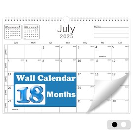 Calendar 2025-2026, Wall Calendar 2025-2026 from July 2025 to December 2026, 14.7"x11.5" 18 Months Wall Hanging Calendar with Thick Paper for Office Home School(White,14.7x11.5 inch)