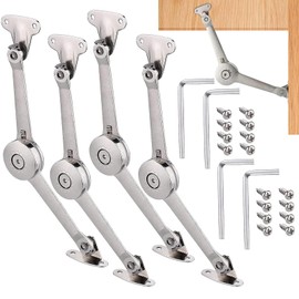 GIONAR 4 Pieces Soft Close Lid Support Hinges with Screws and Allen Key, Zinc Alloy Folding Hinge Set, Folding Hinge with Variable Opening Angles, for Kitchen Door and Wardrobe