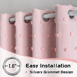 MYSKY HOME Pink Curtains for Kids Bedroom 72 Inches Long Pom Pom Sheer Nursery Curtains for Girls Room 2 Layered Blackout Drapes for Toddler Grommet Room Darkening Window Panels 52 x 72 in, 2 Panels