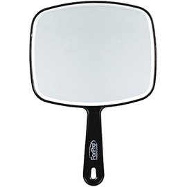 ForPro Professional Collection Premium Hand Mirror with Handle, 6.3" W x 9.6" L, Multi-Purpose Handheld Mirror with Distortion-Free Reflection, Black