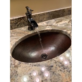 SimplyCopper 19" Rustic Oval Copper Bathroom Sink Undermount or Drop-In