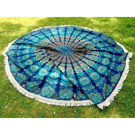 AVA Collections Large Cotton Round Mandala Beach Blanket Throw Tapestry Mandala rug Décor Yaga Mat Meditation Mat Picnic Rug Round Mandala Rug [72" inches] (E)
