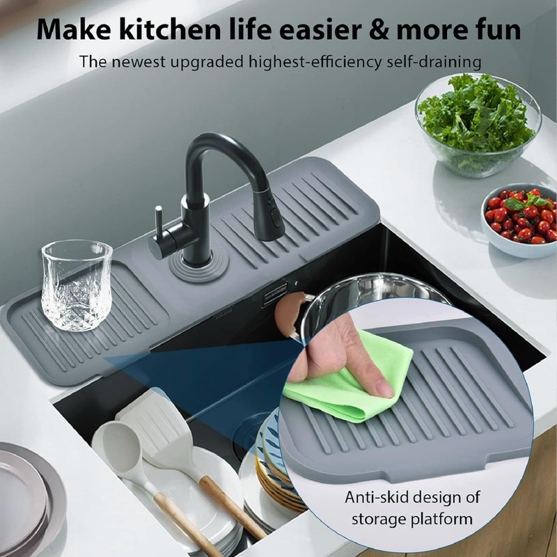 Silicone Sink Splash Guard for Kitchen & Bathroom, 17.7 inch