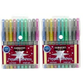 Sargent Art 10 Count  Metallic Durable Long Lasting 1 Set = 2 Packs Gel Pen  NEW