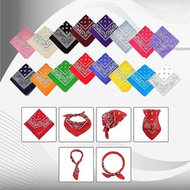 AAMERA mens bandana scarf bandana Face Masks, Paisley Print, Cotton bandana scarf (White)