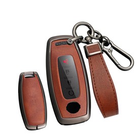 [TECART] Nissan Dedicated Key Case, Key Cover, Smart Key Case, Key Holder, Key Bag, Key Ring, Remote Control Key, Compatible with NISSAN Sakura, B6, Aria, B6, B9, New X-Trail T33 Series, etc, Braun