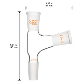XCD Glass 3-Way Distilling Adapter, 105°Angle Connector with 24/40 Joints, Borosilicate Glass, for Laboratory Supply
