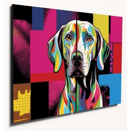 The Plum Penguin Weimaraner Pop Art Wooden Wall Art 2-Piece A4 MDF Set with Bright Colourful Design Canvas Alternative 40 x 30cm