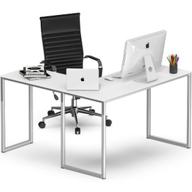 SHW Mission 48 x 48 Inches L-Shape Home Office Computer Desk, White