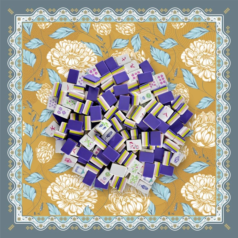 Purple American Mahjong 4-Layer Acrylic Tiles with 160 Cards Engraved