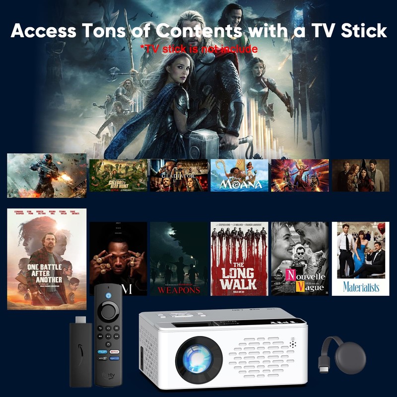 TMY 1080P Full HD Portable Mini Projector, Upgraded Bluetooth Movie