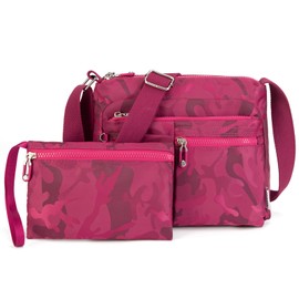 ETidy Crossbody Bag For Women Waterproof Lightweight Casual Shoulder Handbag Purse(Rose red camo