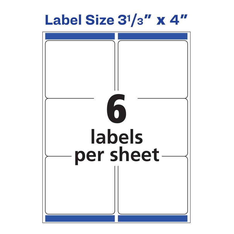 Avery Printable Shipping Labels, Sure Feed Technology, 3-1/3" x 4",