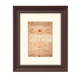 WYNCO 8x10 Cherry Red Beveled Ornate Classic Wooden Picture Frame, Matted for 5x7 inches Photos, Paintings, Arts, Tabletop or Wall Mount Display, Real Glass Protection