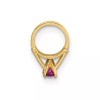 Unbranded 14K Yellow Gold 3D Ring with Dark Pink CZ