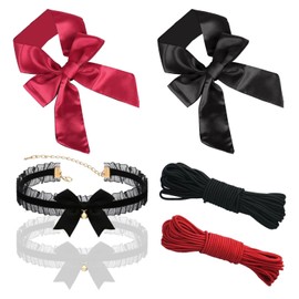 WUFGWBD WUFGWBD 2 Blindfolds, 2 Ropes, 2 Clavicle Collars, Rope Blindfolds, Silk Satin Blindfolds, Gaming Blindfolds