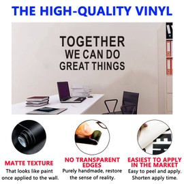 Wall Sticker, Teamwork Wall Decal, (Easy to Apply), Vinyl Wall Decor Art Office Gym Classroom School Motivational Quotes Inspirational Sports Home Saying, Together We Can Do Great Things 28.6"X15"