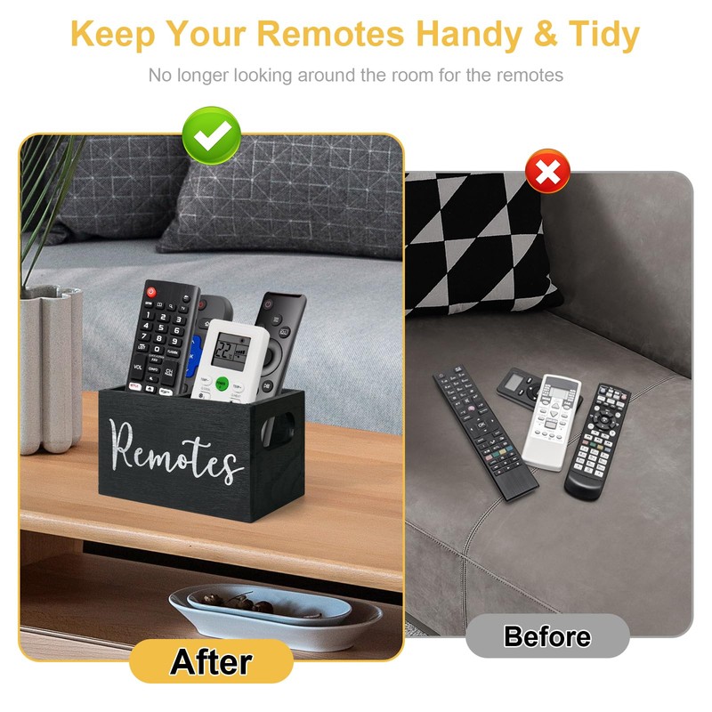 VACONICO Remote Control Holder, Wooden TV Remote Holder for Table,