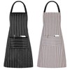 Jubatus 2 Pack Kitchen Aprons Striped Cooking Chef Adjustable Bib