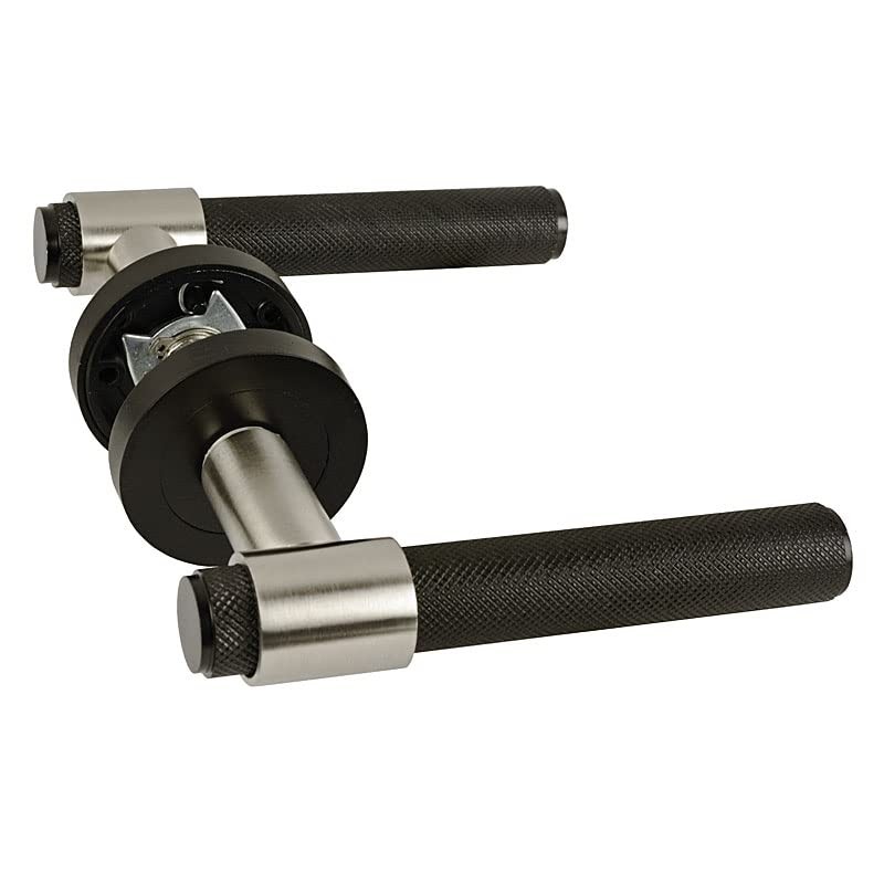 HANDLESTORE Knurled Lever on Rose Door Handles – Matt Black
