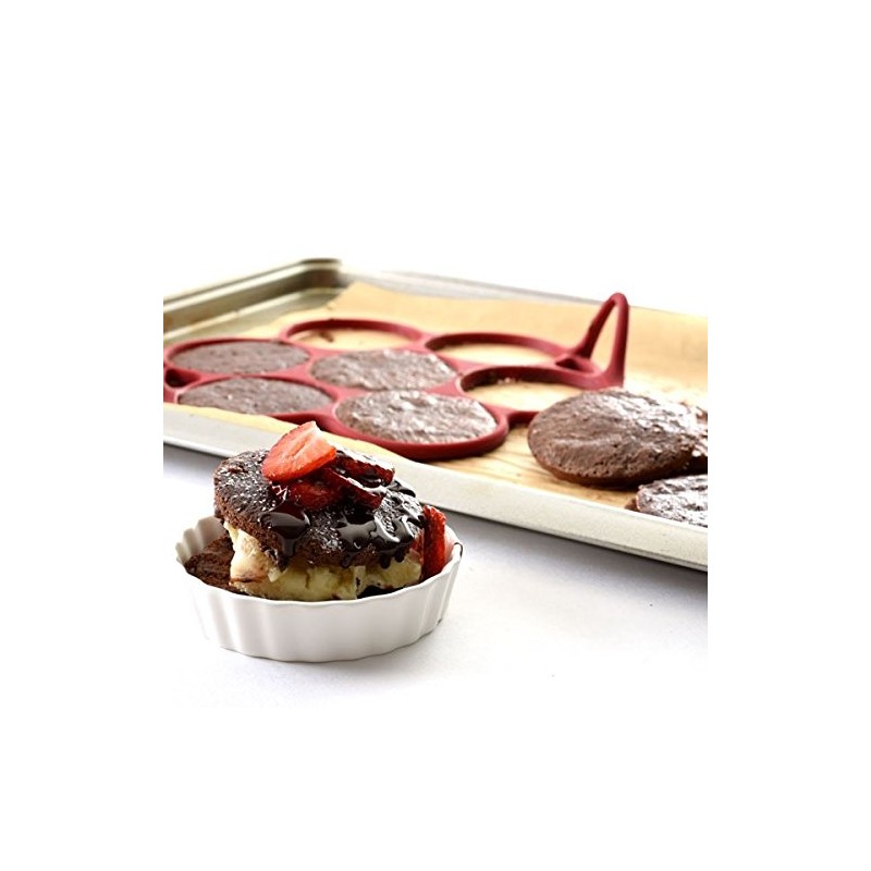 Norpro 957R Silicone Silver Dollar Pancake/Egg Ring, 7 Count,Red