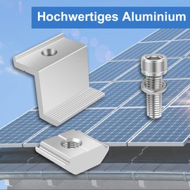 Pack of 4 Solar Panel Brackets, Z Angle Mounting Solar Module, Solar End Clamp 35 mm, Module Clamps Solar, PV Module Bracket for Balcony Power Plant, Tile Roof, Flat Roof, Motorhome