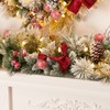 AMERZEST 9ft Pre-lit Flocked Christmas Garland with Red Balls, Berries