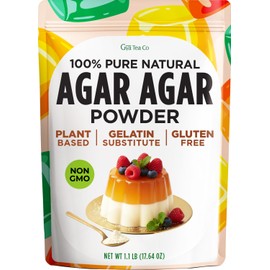 Gya Tea Co Agar Agar Powder (17.64 oz) Vegan Gelatin Substitute Powder Unflavored Plant Based Thickener for Vegan Cheese, Jello, Cooking, Jellies & More, 100% Natural Red Algae, Sugar Free, Non-GMO
