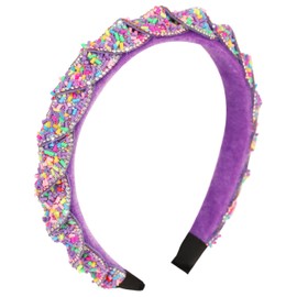Gmmidea Candy Sprinkle Headbands for Girls Women Beaded Rhinestone Padded Donut Headband Twisted Glitter Rainbow Head Band for Little Girls Kids Birthday Hairband Candy Hair Accessories