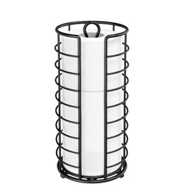 Kerisgo Toilet Paper Holder Stand, Freestanding Bathroom Toilet Paper Organizer, 3 Mega Roll Toilet Paper Holder for Under Sink, Vanity, Cabinet Shelf (Black)