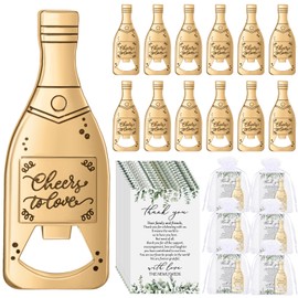 Suclain 25 Sets Wedding Favors Bottle Opener Wedding Guest Gifts Bulk Include Cheers to Love Bottle Opener Gold Thank You Cards and Organza Bags for Wedding Gifts Souvenir Supplies for Guests