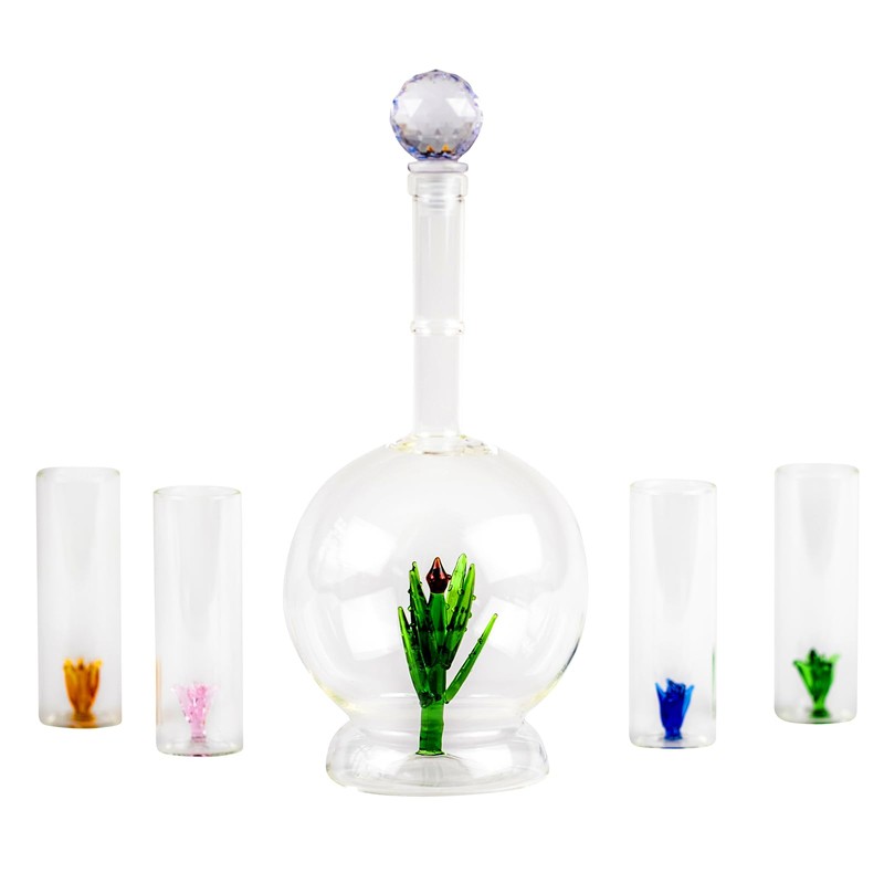 Tequila Aloe Decanter Set with Agave Plant - 750mL Bottle,