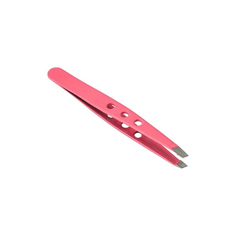 HTS 172T1 3.75" Pink Three Hole Slanted Eyebrow Tweezers