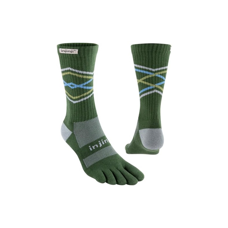 Injinji Trail Midweight Crew Socks, Forest, S, Green
