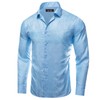 Hi-Tie Baby Blue Shirts for Men Long Sleeve Casual Button