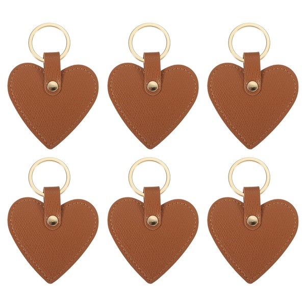 PATIKIL Heart Leather Keychains, 6 Pack Heart Leather Key Fobs