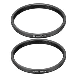 PATIKIL Step Down Ring Adapter 59mm to 55mm, 2 Pcs Filter Step-down Rings Camera Lens Filters Metal Ring Digital for ND IR DSLR Lenses, Black