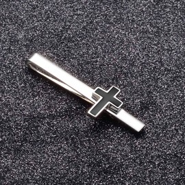Asienice Black Cross Tie Clip For Men Copper Simple Tie Bar Holiday One Piece Tie Clip