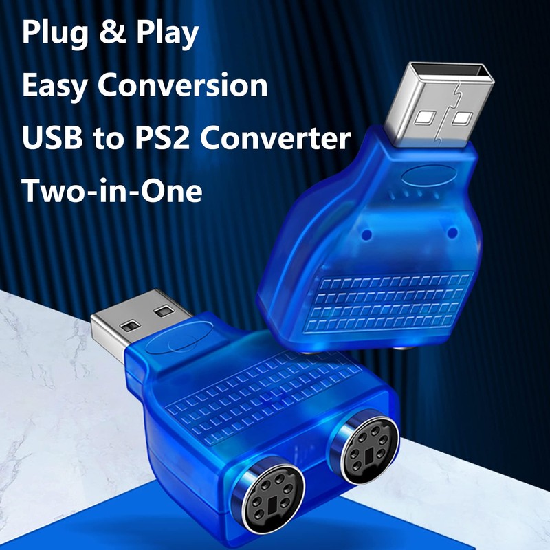 GELRHONR USB to PS2 Adapter，USB to Dual PS/2 Keyborad &