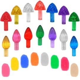 154/Pack Ceramic Christmas Tree Replacement Lights Includes New Bulbs Fixing Adhesive That Won't Damage Porcelain, Medium Flame Twist and Ice Cream Pegs Ornament, 7 Colors