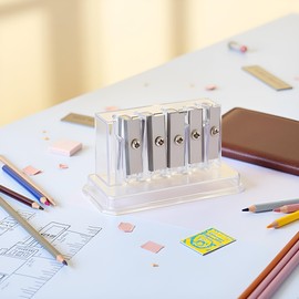 1Pcs Transparent 4 Holes Charcoal Pencil Sharpener,Long Point Carpenter Pencil Sharpener Plastic Artist Pencil Sharpeners for Sketching