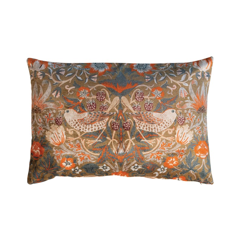 Creative Co-Op Cotton Velvet Birds and Flowers Lumbar Pillow, Multicolor