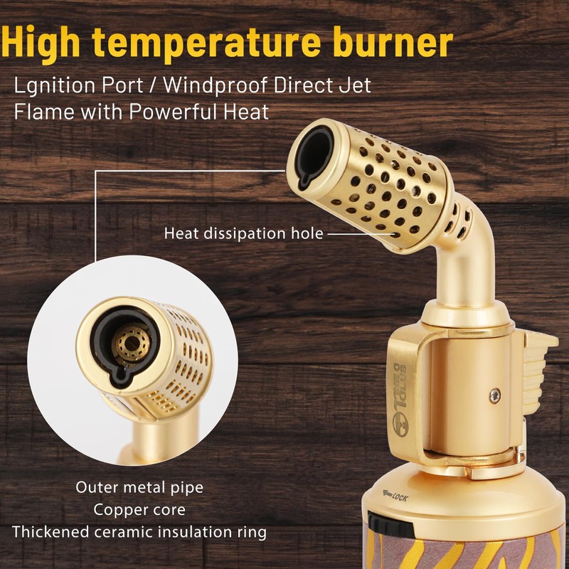 Blow Torch, Professional Kitchen Cooking Butane Torch with Safety Lock