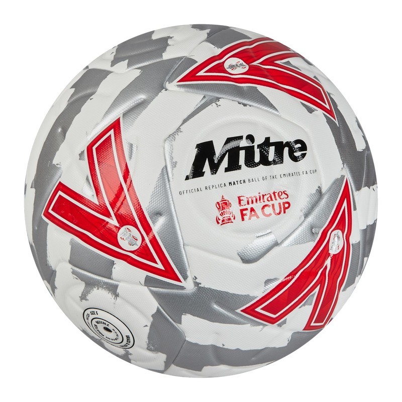 Mitre Match FA Cup Football, White/Silver/Red, 4