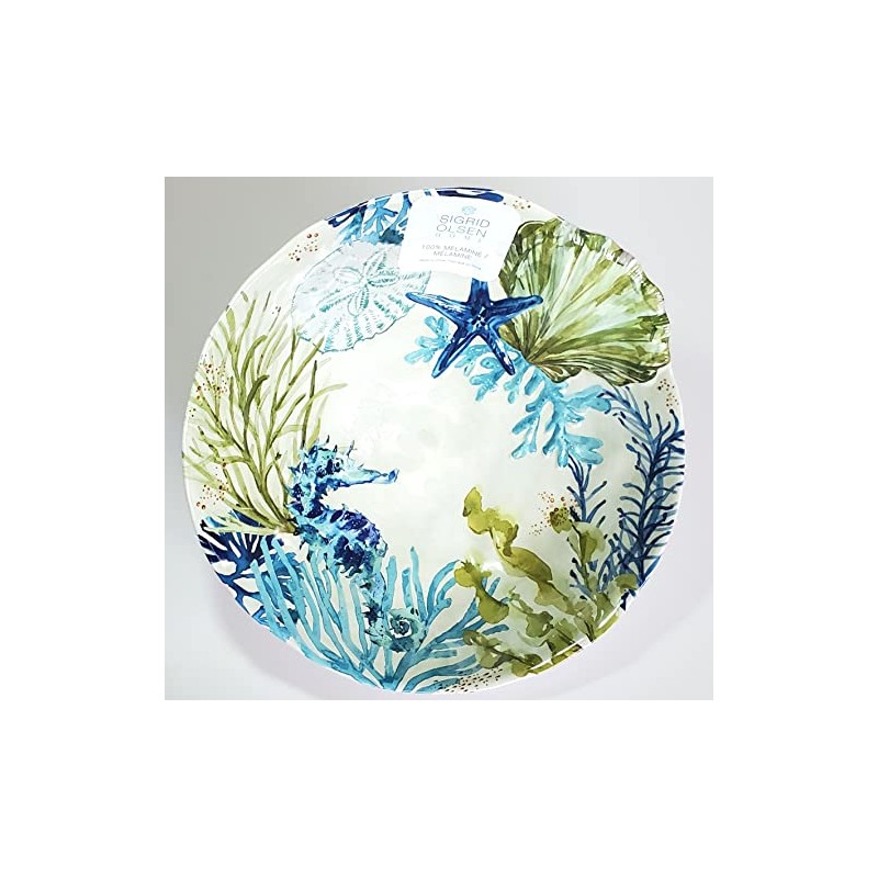 Sigrid Olsen Green Blue Coral Reef Melamine with Seahorse, Starfish