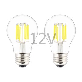 OPALRAY A19/A60 DC 12V-24V Input LED Bulb, 8W 800Lm, 4000K Natural White Daylight, Dimmable with 12VDC Dimmer, E26 Base, 80W Incandescent Replacement, for Solar Powered Low Voltage System, 2-Pack