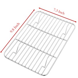 Line Roasting Racks, 1 Pcs 9.8 Inch x 7.3 Inch High Strength Stainless Steel Grill Racks for Baking and Cooling of Barbeque in Oven, Party, Dinning and Outdoors (9.8 inch)