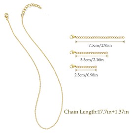 HOLAILS 3 Pcs Necklace Extenders + 1 Pcs Gold Necklaces for Women Titanium Stainless Steel 18K Real Gold Vacuum Plated No Tarnish Gold Necklace，Resistant | Fine Gold Chain